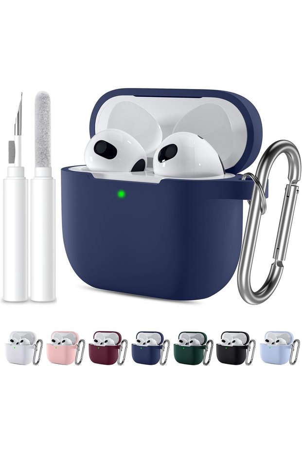 غطاء حماية سيليكون ناعم متوافق مع AirPods 5 و AirPods 4، أزرق اللون