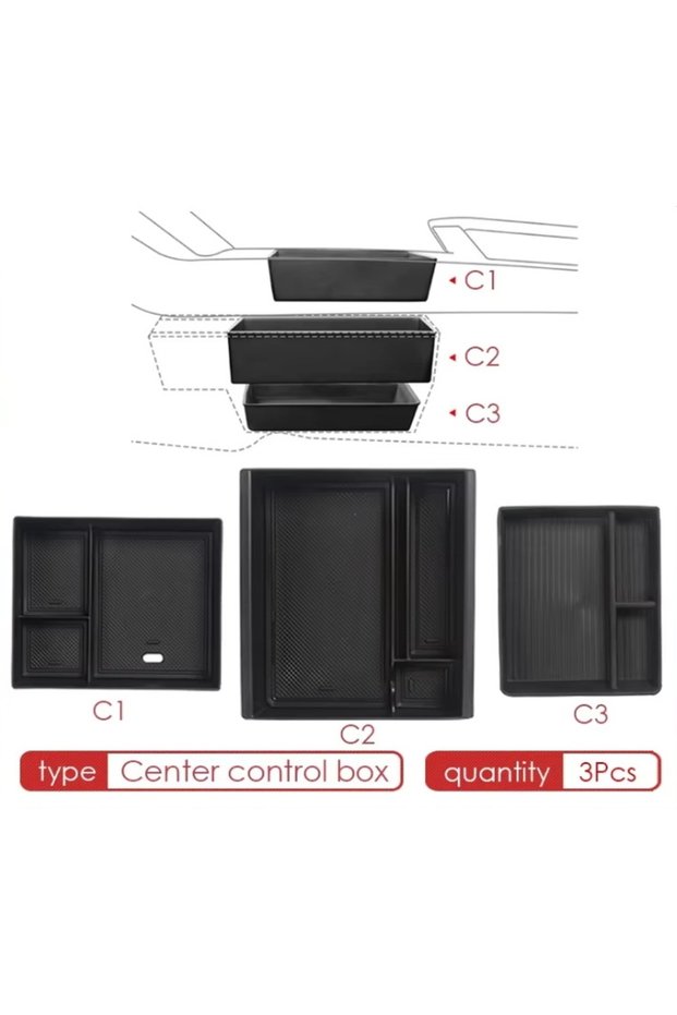 center 3PCS box For Tesla Model 3 Highland 2025 Center Console Armrest Storage Box Tray Hidden Cup H