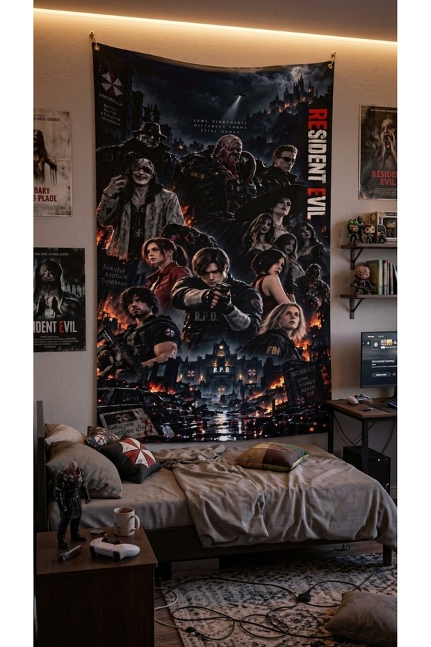 Owl Bag Resident Evil All Characters Patterned Design Wall Tapestry