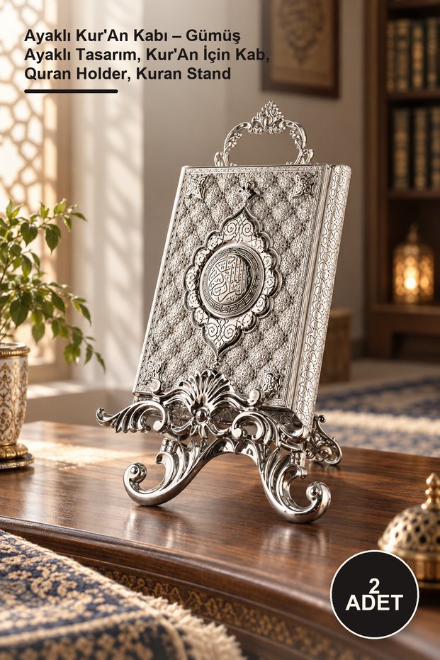 2 Pieces of Quran Holder with Silver Legs – Silver Leg Design, Container for Quran, Quran Holder, Quran Stand