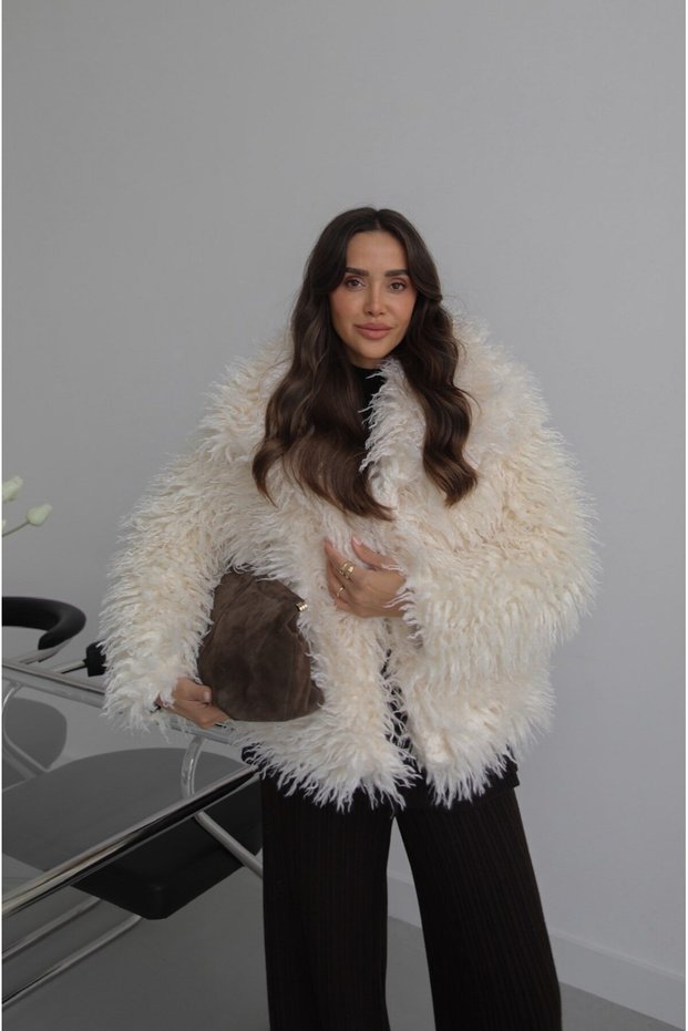 Ecru Powell Faux Fur Jacket