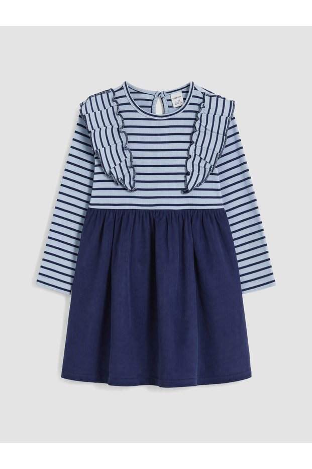 High-Quality Pieces from Çelebi Store: Ruffled Striped Dress for Girls.