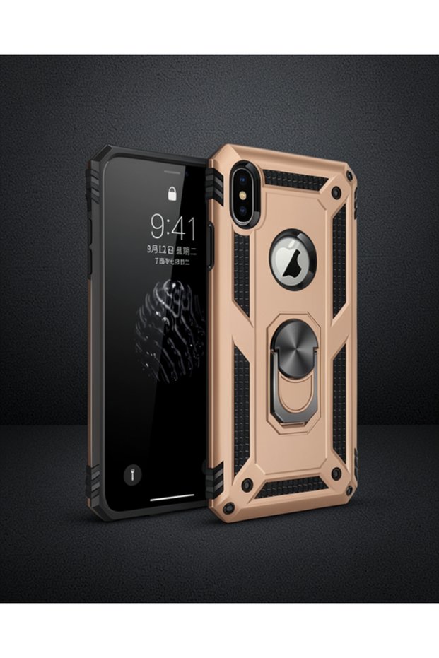 Apple iPhone X Case Sofia Ring Silicone Cover - Gold