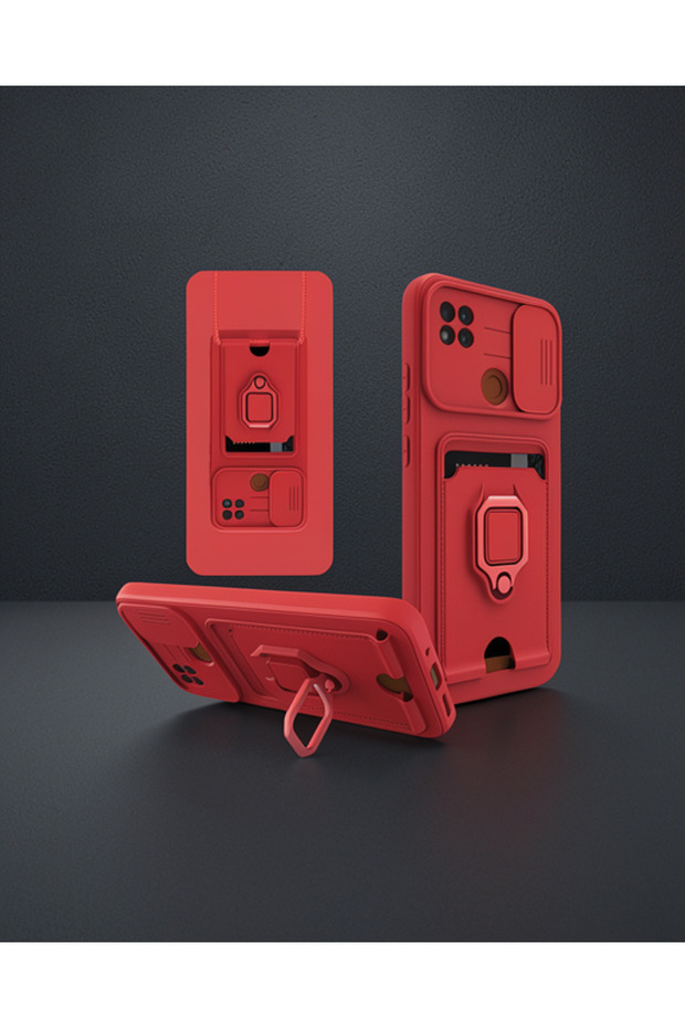 Xiaomi Redmi 9C Case Zuma Silicone with Business Card Ring - Red