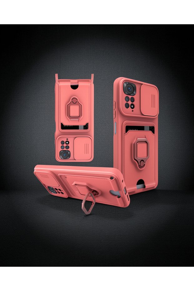 Xiaomi Redmi Note 11 Case Zuma Silicone with Business Card Ring - Pink