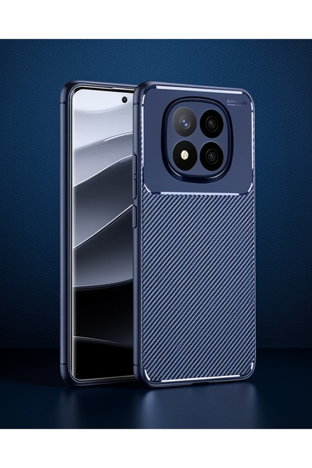 غطاء حماية لهاتف شاومي ريدمي نوت 14 برو 5G مع تركيز تلقائي وتصميم كربوني - أزرق داكن