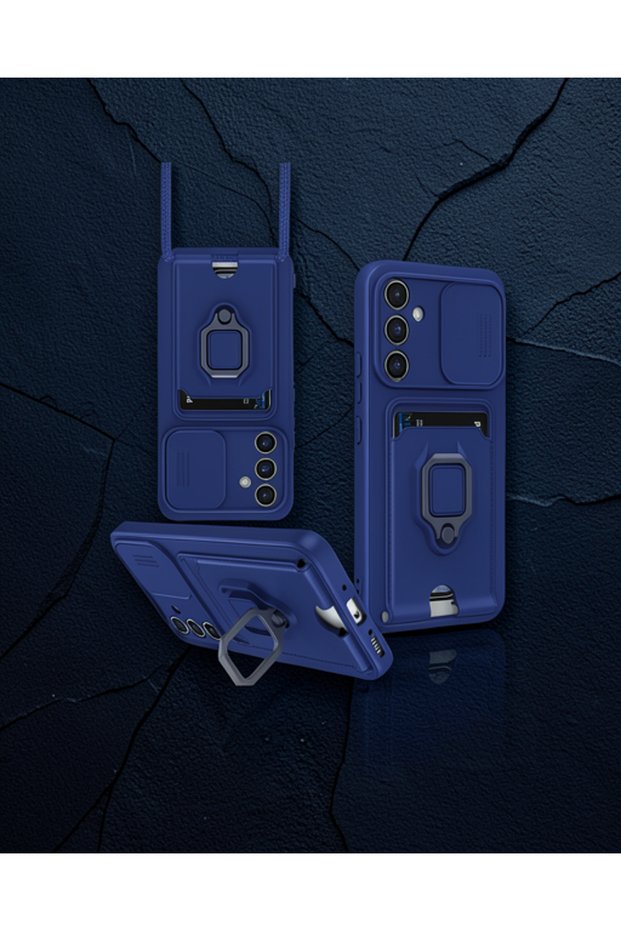 Samsung Galaxy A36 Case Zuma Silicone with Business Card and Ring - Navy Blue