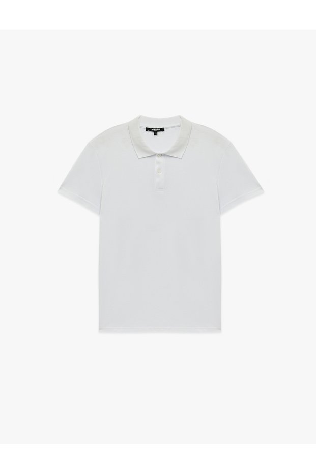 Cotton Pique Fabric Short Sleeve Polo Collar Printed Slim Fit T-Shirt