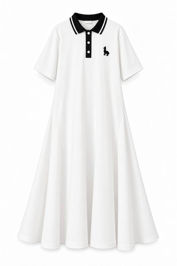 Polo Collar Flared Dress