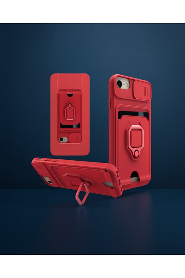 Apple iPhone 6 Case Zuma Silicone with Business Card Holder and Ring - Red