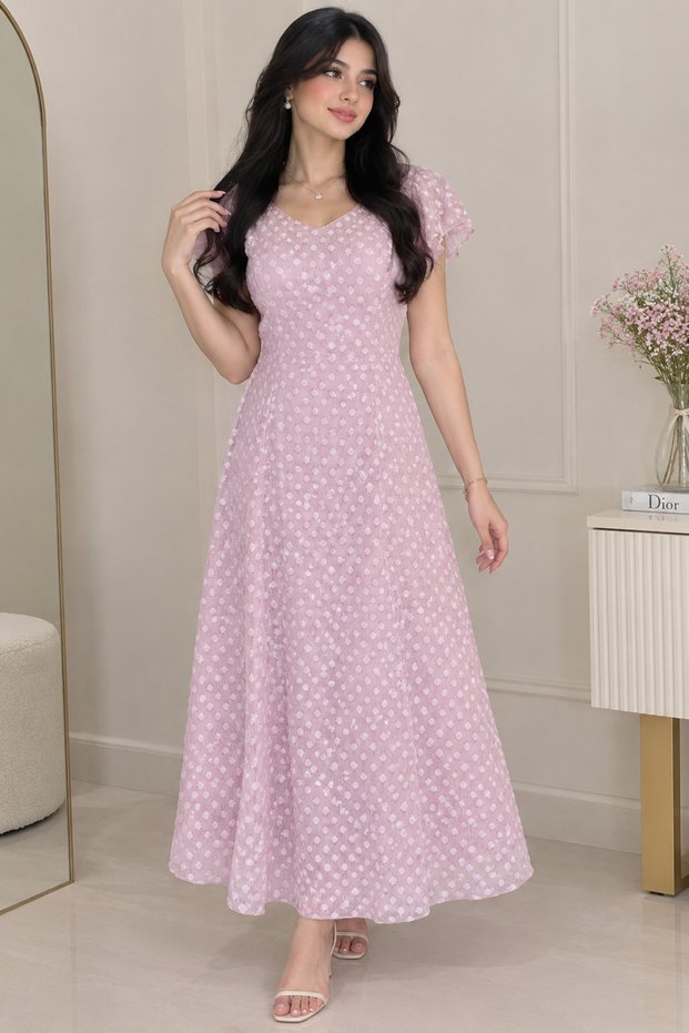 فستان نوف الوردي المنقط – Pink Polka Dot Dress