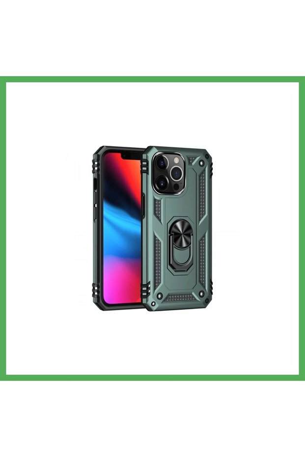 iPhone 14 Pro Compatible Case Sofia Ring Silicone Cover - Green Bezoss