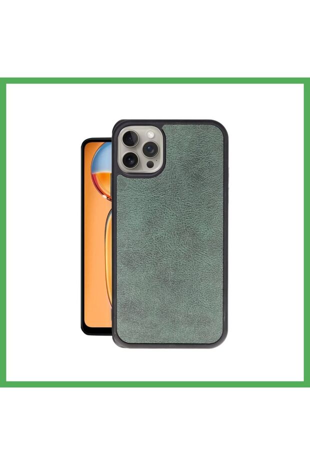 غطاء جلدي متوافق مع هاتف iPhone 15 Pro Max - أخضر داكن BEZOSS