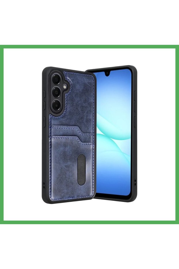 Samsung Galaxy A17 5g Compatible Leather Case with Sara Business Card Holder - Navy Blue Bezoss
