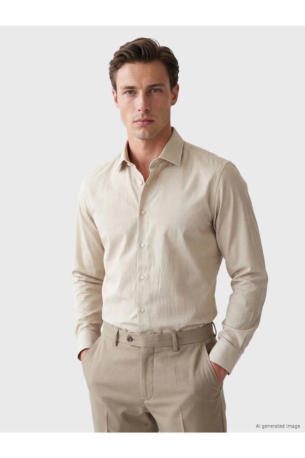 Quality Parts from Çelebi Store Narrow Fit Dobby Men's Shirt