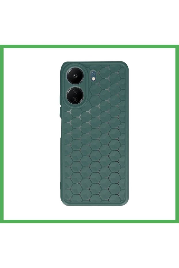Redmi 13C Compatible Case Honeycomb Silicone Cover - Dark Green Bezoss