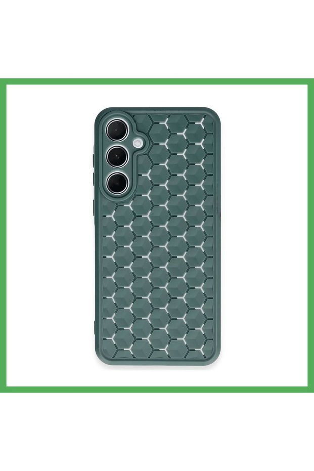 Samsung Galaxy A55 5g Compatible Case Honeycomb Silicone Cover - Dark Green Bezoss