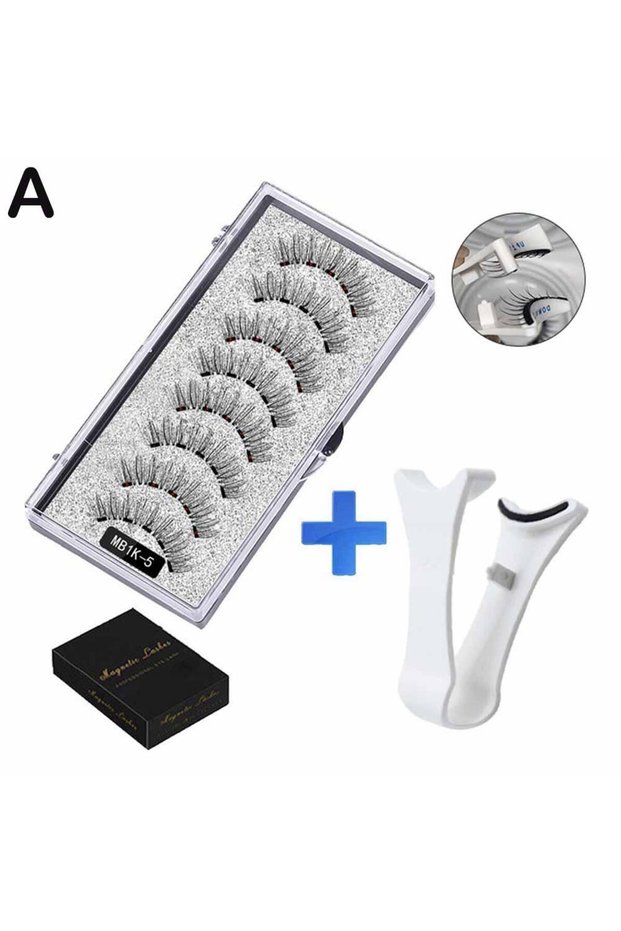 MB1K-5 3D Natural Magnetic Eyelashes,With 5 Magnetic Lashes Shipping Box Eyelashes Handmade False G