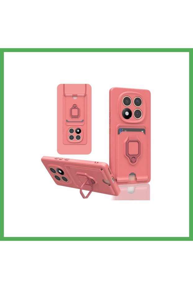 Redmi Note 14 Pro 5g Compatible Case Zuma Silicone with Business Card Holder and Ring - Pink Bezoss
