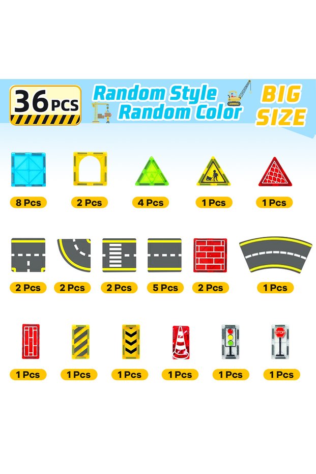 36PCS 26/36/58PCS Magnetic Road Construction Set Toys For 3+ Kids Boys Girls Gift Magnetic Building