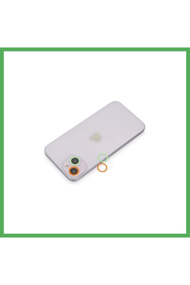 iPhone 13 Mini Compatible Colorful Camera Lens Protection Glass - Orange-Green Bezoss