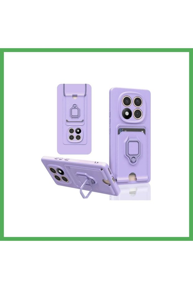 Redmi Note 14 Pro Plus Compatible Case Zuma Silicone with Business Card Holder and Ring - Lilac Bezoss