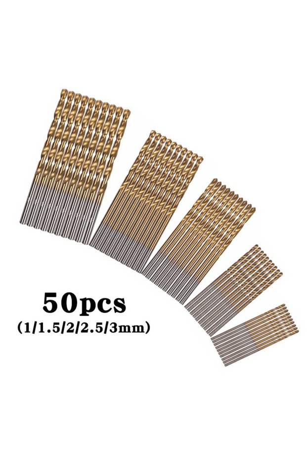 Round 50pcs in bags 50/99pcs Titanium Coated High Speed Steel Drill Bit Set Hex Shaft Straight Spir