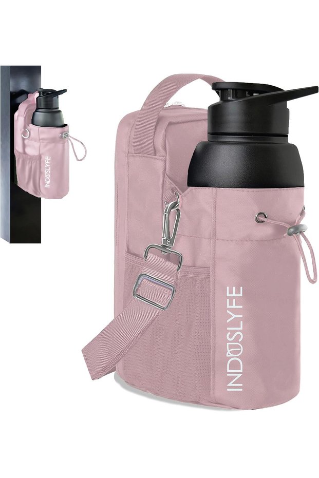 Magnetic Gym Bag with Water Bottle Holder, Crossbody Sling Pouch for Phone and Keys, Black