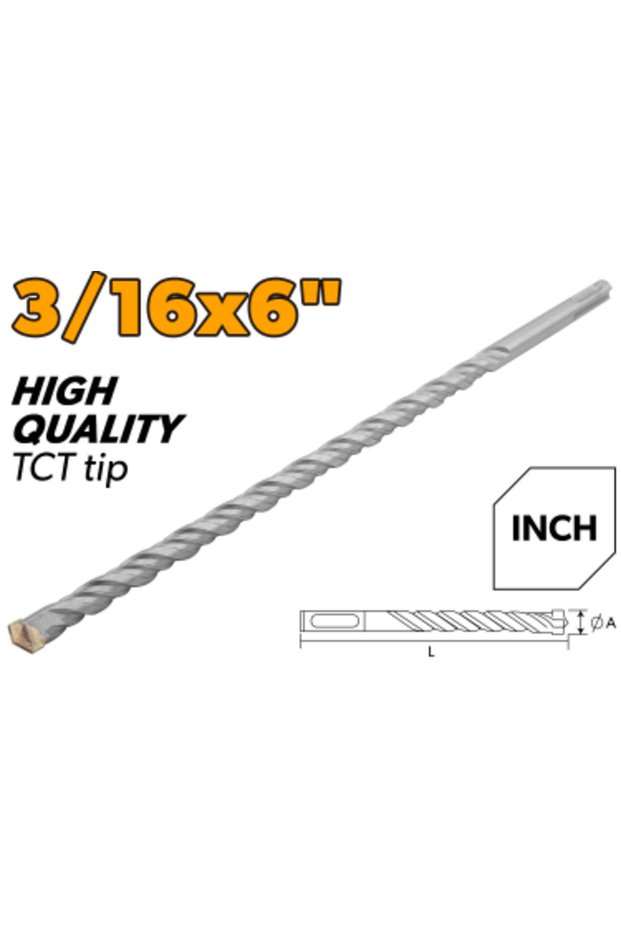 رؤوس مثقاب SDS-plus مقاس 3/16 × 6 بوصة برأس TCT