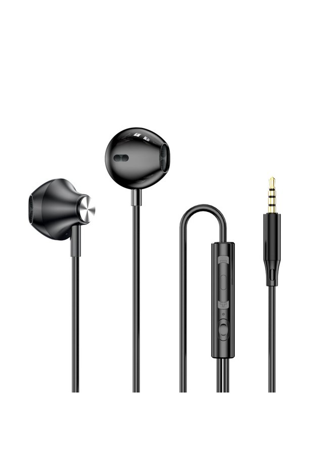 Black 3.5mm Type C 3.5mm Wired Headphone In Ear Headset Wired Earphones with Mic Bass HiFi Stereo Ea