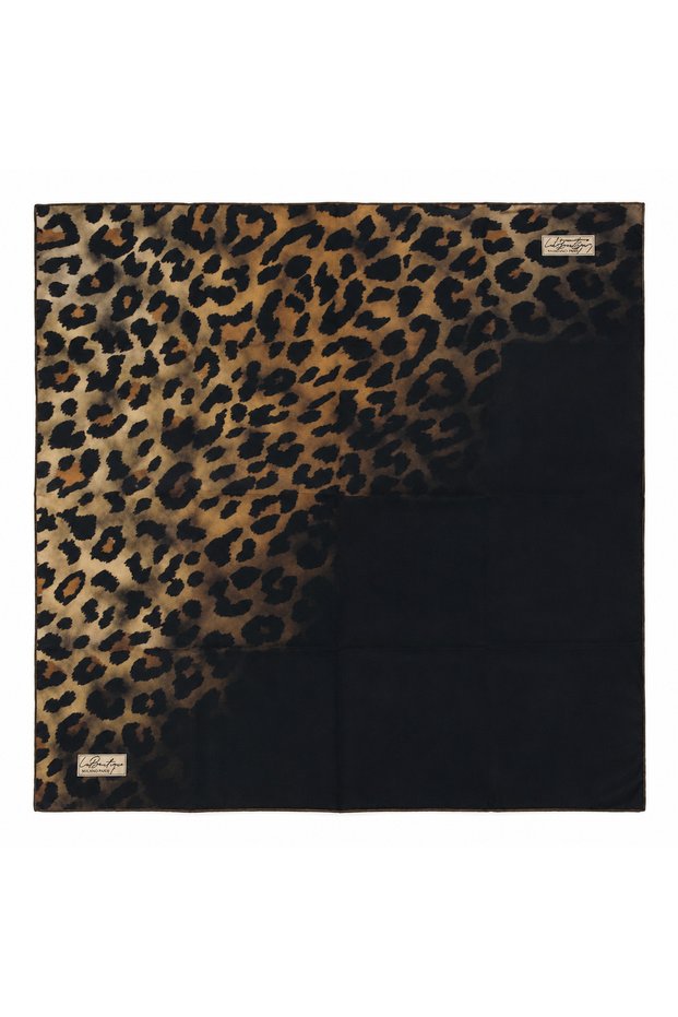 Tivil Pure Silk Scarf 2464 A02 Tan Leopard Pattern