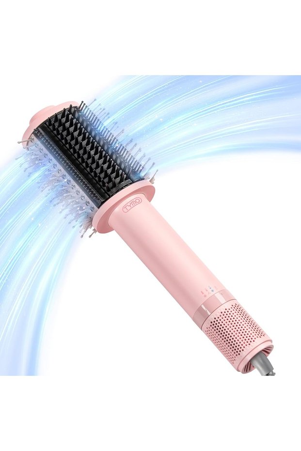 4.0 Hair Blow Dryer Brush - Lightweight 3X Faster Drying 5-in-1 Ionic Blowout Hair Dryer Brush Adds Shine, Volume & Fullness for Smooth, Anti-Frizz Straight, Curl & Blowout Styles, Pink