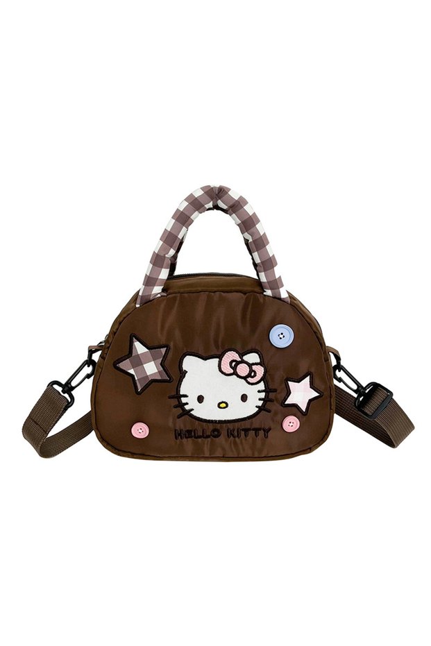 Brown Hello Kitty Cartoon Peripheral Women's Bag, Cute Shoulder Bag, Large Capacity Suitable for Dai