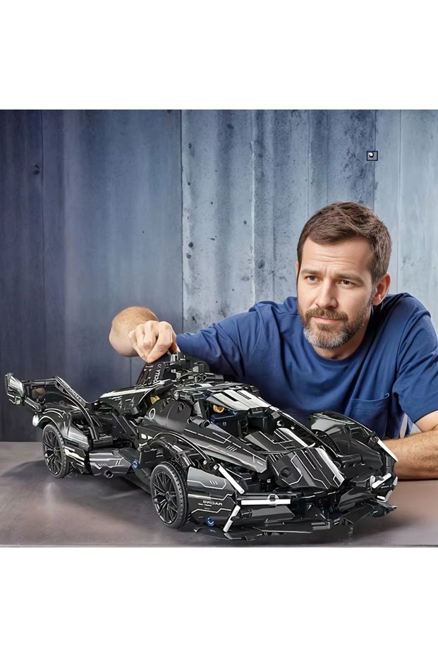 QM00170 612-piece black sports car DIY building blocks, office decoration, assembly toy set—perfect