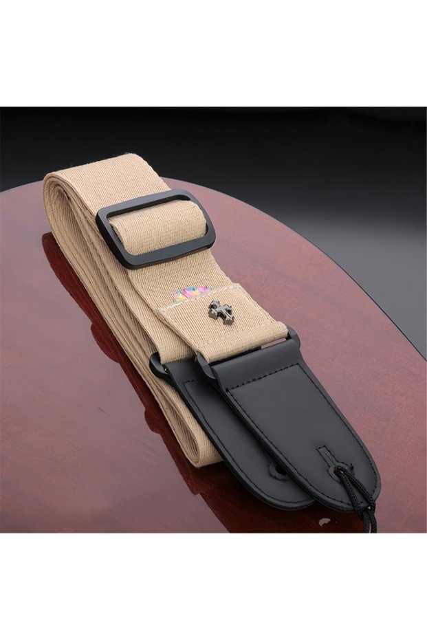 Khaki Miwayer Vintage Cross Guitar Strap with Pick Pocket Electric Acoustic Folk Guitarra Belt for S