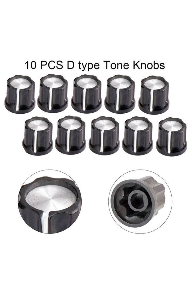10pcs D Type 6mm Shaft Hole Volume Control Potentiometer Knob Position Groove Parts For Guitar Bass