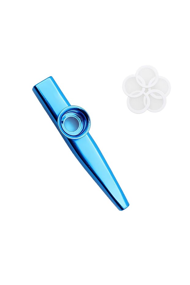 Blue Miwayer Metal Kazoo Flute, Colorful Aluminum Alloy with Detachable Diaphragm, Durable Gift Musi