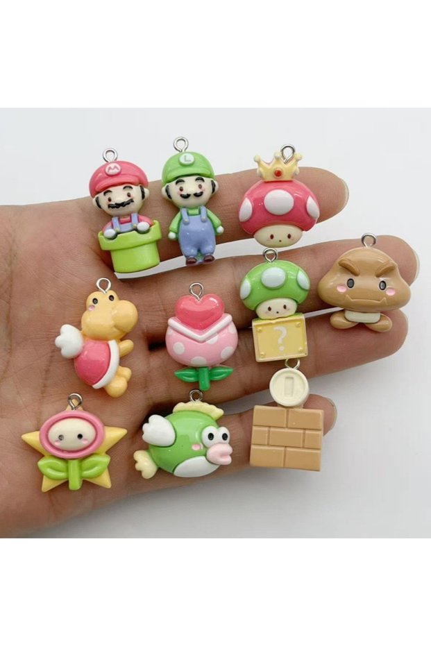 11 10pcs Cartoon Game Series Resin Accessories DIY Jewelry Making Earrings Keychain Accessories