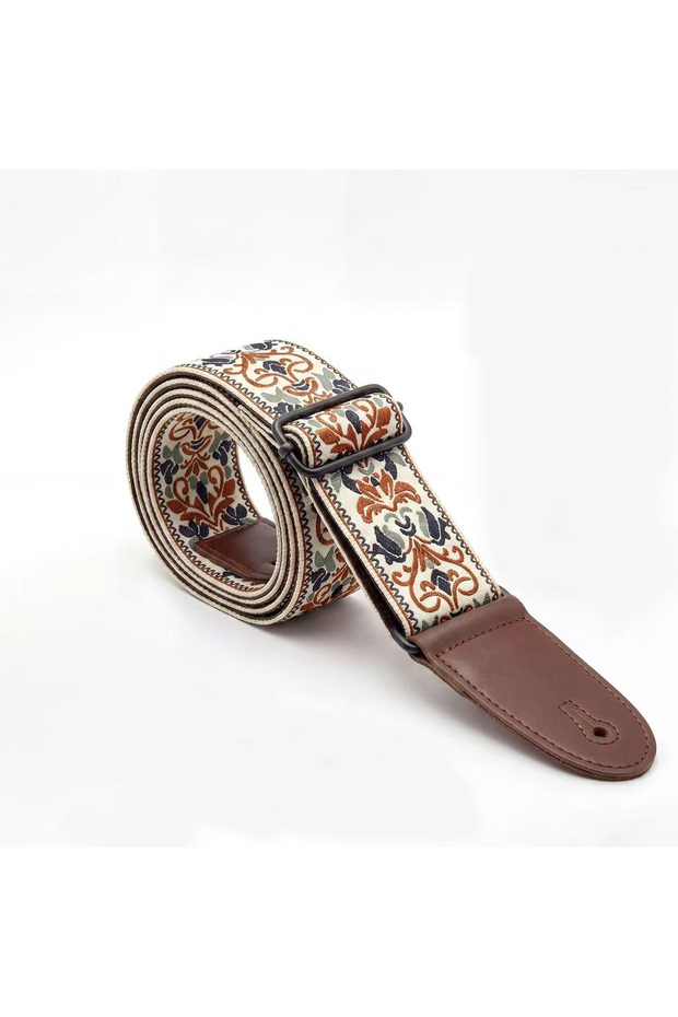 Style-12-JLHW Guitar Strap Embroidered Belt Adjustable Guitars Straps Leather End For Bass Acoustic