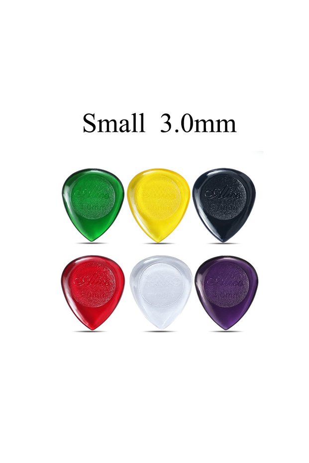 Small 3.0mm Alice 6Pcs Waterdrop Guitar Picks – Large/Small Size, 1.0/2.0/3.0mm Thickness, Concave G
