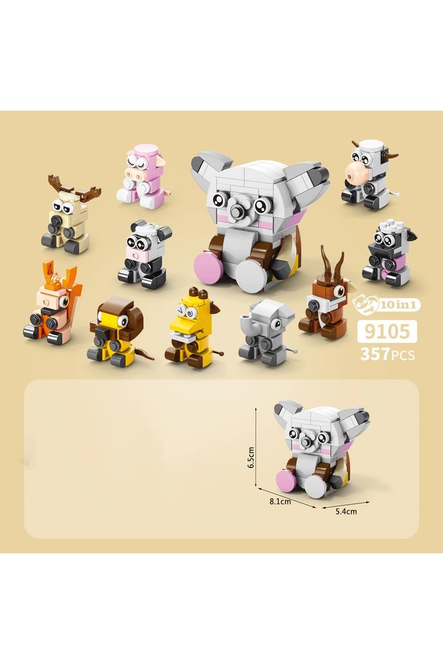 9105-10PCS Insect Animals Figures Set Mini Building Blocks Toy Assembly 3D Constructor Micro Bricks
