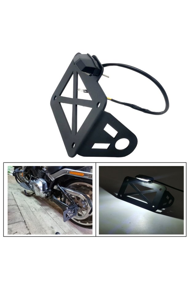 Universal Side Mount Motorcycle Registration License Plate Holder Bracket With LED Rear Light For Bo