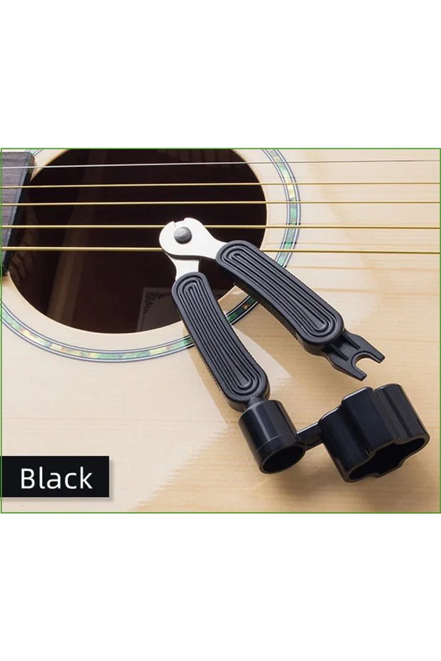 Black Wooden Guitar String Winder 3 IN 1String Peg Winder + String Cutter + Pin Puller Instrument Gu