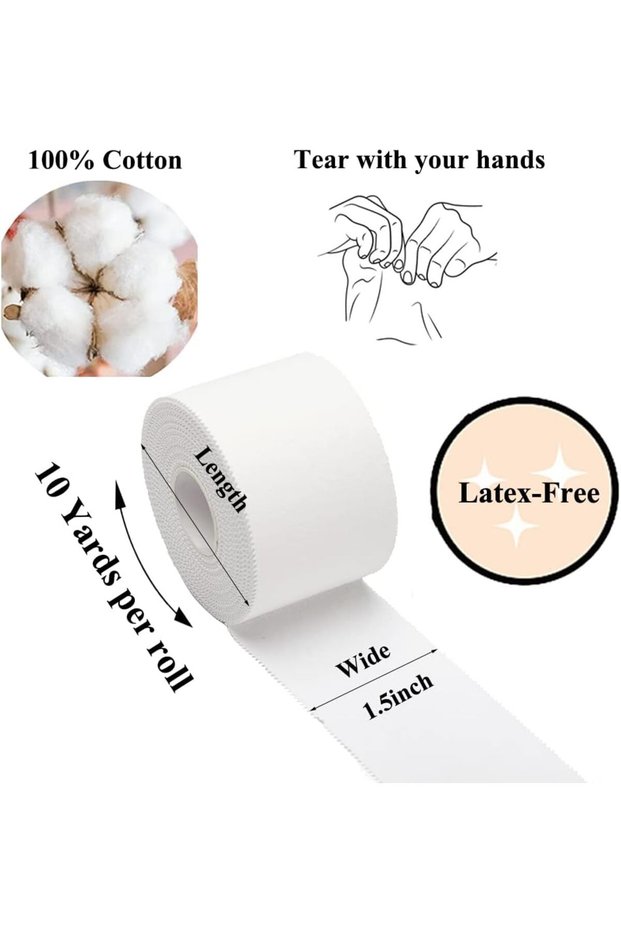 1Pc 3.8cmx9.1m 3.8cmx9.1m / 5cmx9.1m Serrated Cotton Sports Tape, White Black 1/3/5 Pack Athletic Ba