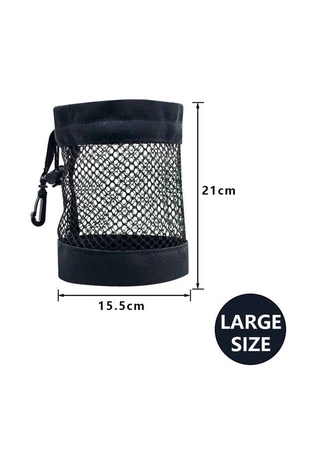 Black L 1pc Black Golf Ball Pouch Bag, with High Quality Mesh Nylon and Hanging Plastic Clip,Conveni