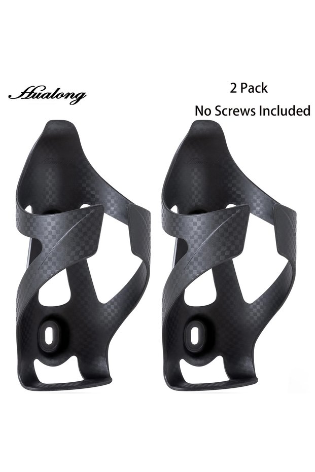 2 Pack - Black HUALONG Bike Water Bottle Holder Nylon Add Carbon Fiber Water Bottle Cage Road MTB Gr