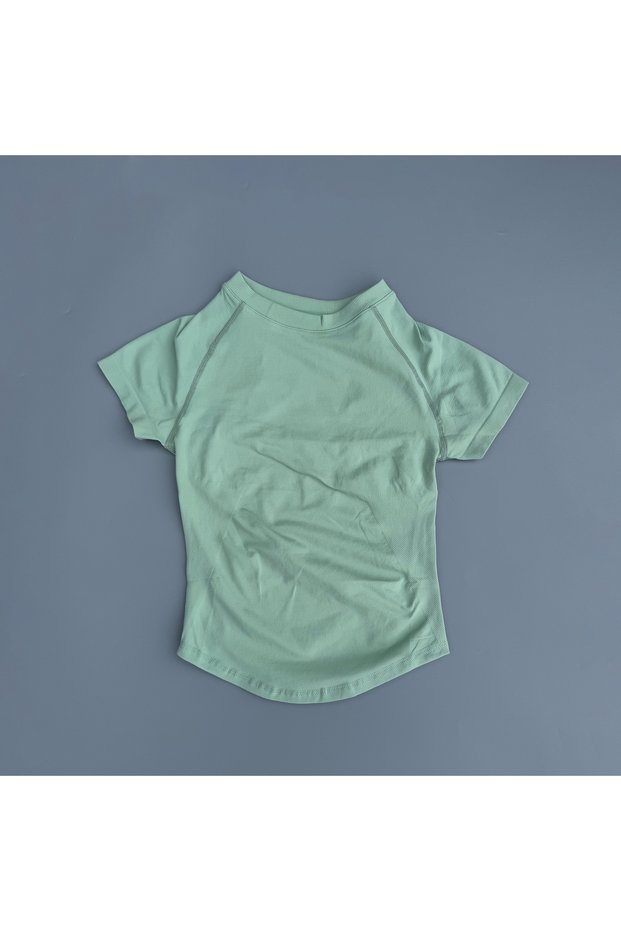 S 15 Palm Green SWEAT UNDFYNE Sport Short Sleeve Top Women Running Sports T Shirt Summer Round Neck