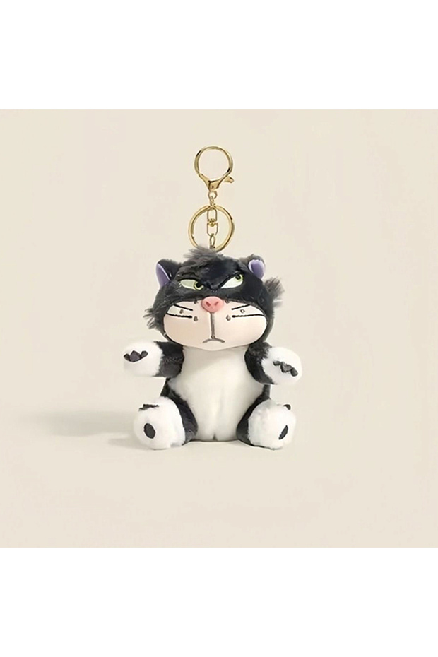 hei mao Funny Lucifer Cat keychain plush pendant creative cross-eyed kitten bag pendant doll small d