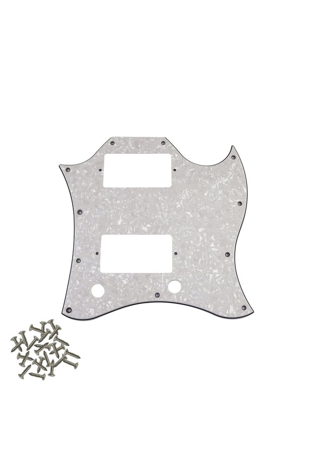 White Pearl 4ply PHRILAM Guitar Scratch Plate Full Face Compatible with SG Standard Style Guitar Pic