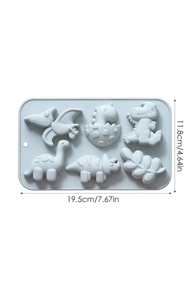 Blue Silicone 6 Cavities Dinosaur Jello Molds for Chocolate Dinosaur Soap Molds for Baking Dessert C